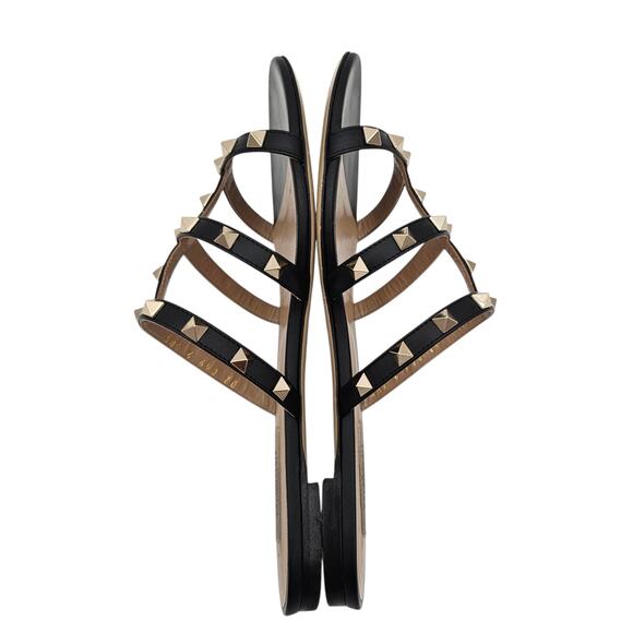 Valentino Garavani Rockstud Flat Slide Sandal Black Leather Size 38.5 US 8.5 - Picture 5 of 11